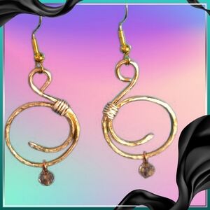 Gold Swirl Earrings with Crystal Accents